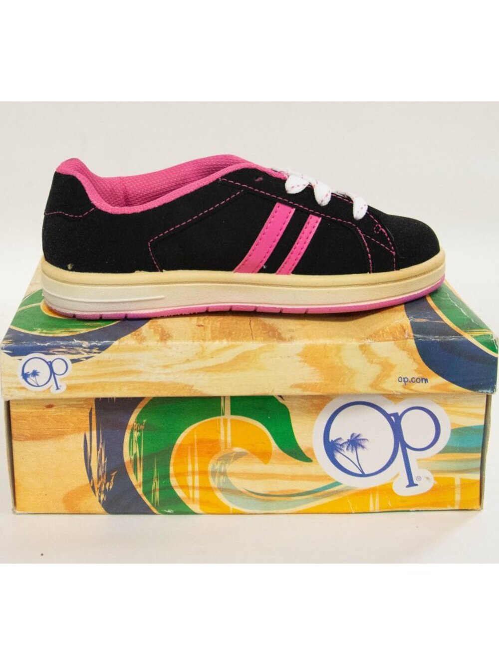 Ocean Pacific Tiffany Girls Sneakers Black Pink Size 1 NWT